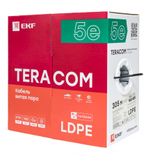 Кабель витая пара F/UTP кат.5E 4 пары solid внешн. LDPE черн. TERACOM EKF TRC-5EFTP-04PE-BK-OUT3