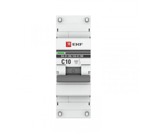 Выключатель автоматический модульный 1п C 10А 10кА ВА 47-100 PROxima EKF mcb47100-1-10C-pro