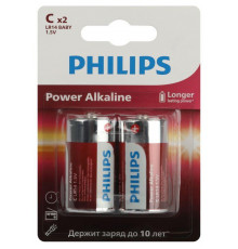 Элемент питания алкалиновый C/LR14 1.5В Power (блист. 2шт) Philips Б0062687