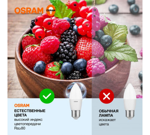 Лампа светодиодная LED Value LVCLB75 10SW/865 10Вт свеча матовая E27 230В 10х1 RU OSRAM 4058075579590