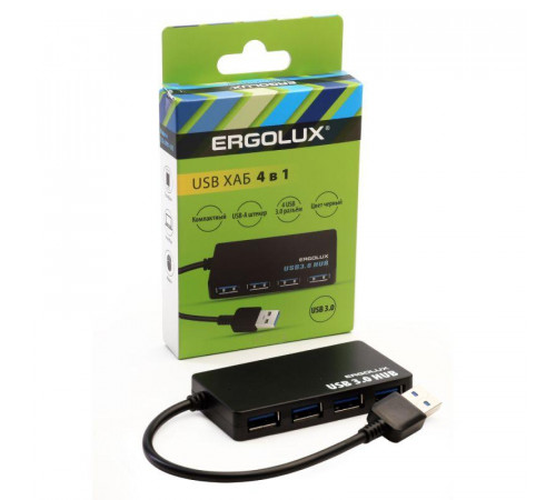 Разветвитель USB ELX-SLP01-C02 4USB 2А коробка черн. ERGOLUX 15109