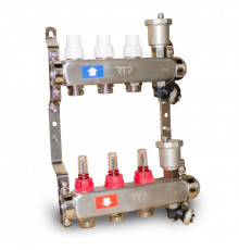 Группа коллекторная с расходомерами (евроконус 3/4дюйм) нерж. сталь SUS 304 1дюйм х3 выхода RTP 42494