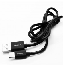 Кабель USB-Type C 2А 1м зарядка + передача данных черн. (пакет) ERGOLUX 15089