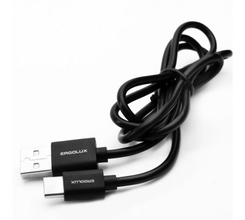 Кабель USB-Type C 2А 1м зарядка + передача данных черн. (пакет) ERGOLUX 15089