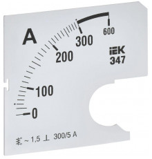 Шкала сменная для амперметра Э47 300/5А-1.5 72х72мм IEK IPA10D-SC-0300