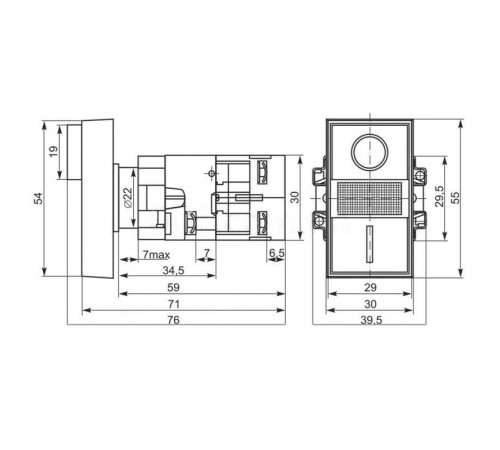 Кнопка LAY5 "I-O" прямоугольная 230 В NO+NC Rexant 36-5541