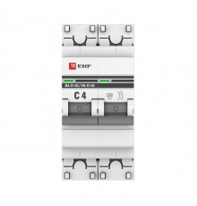 Выключатель автоматический модульный 2п C 4А 4.5кА ВА 47-63 PROxima EKF mcb4763-2-04C-pro