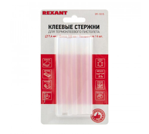 Стержень клеевой d7мм L100мм прозр. (блист.6шт) Rexant 09-1015