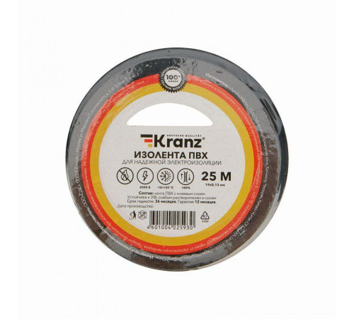 Изолента ПВХ 0.13х19мм 25м черн. Kranz KR-09-2206