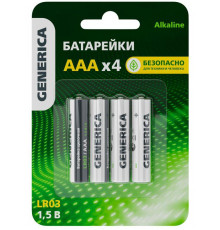 Элемент питания алкалиновый AAA/LR03 Alkaline (блист.4шт) GENERICA ABT-LR03-ST-L04-G