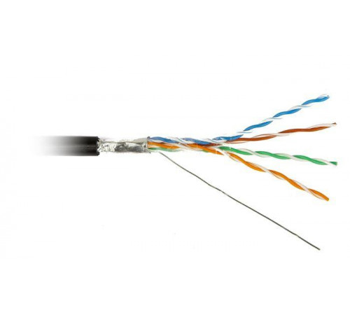 Кабель витая пара F/UTP кат.5E 4х2х24AWG solid PE Outdoor FUTP4-C5E-S24-OUT-PE-BK-500 черн. (м) Hyperline 49110