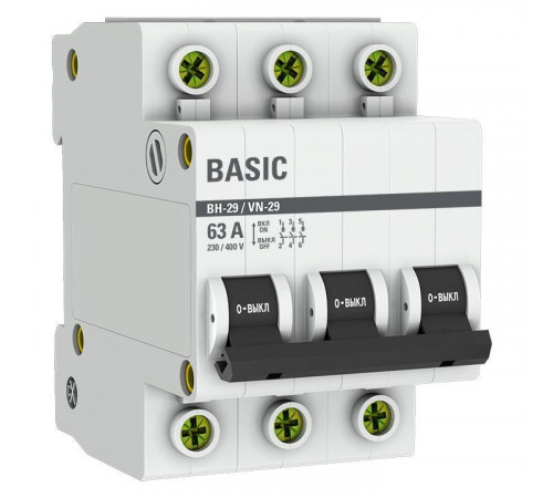 Выключатель нагрузки 3п 63А ВН-29 Basic EKF SL29-3-63-bas