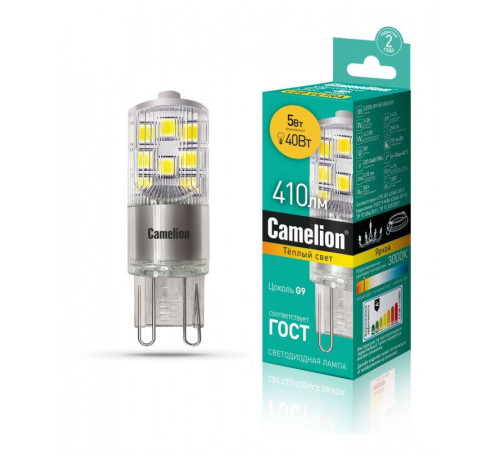 Лампа светодиодная LED5-G9-NF/830/G9 5Вт 220В Camelion 13704