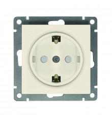 Розетка 1-м СП Афина 16А IP20 с заземл. защ. шторки механизм сл. кость (ivory) Universal A0049-I