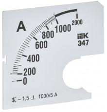 Шкала сменная для амперметра Э47 1000/5А-1.5 72х72мм IEK IPA10D-SC-1000
