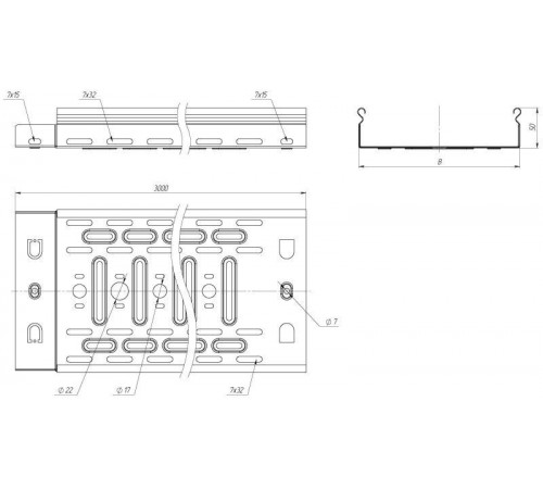 Лоток листовой перфорированный 50х50 L3000 0.55мм EKF L505001-0.55