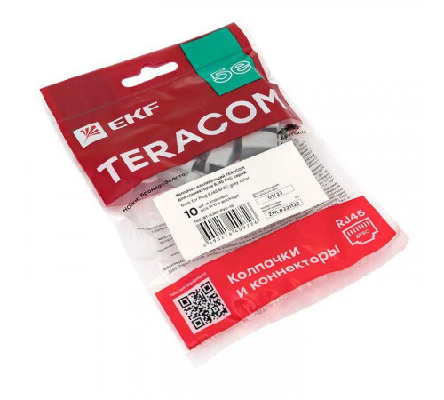 Колпачок изолирующий TERACOM для коннекторов RJ-45 PVC серый (уп.10шт) EKF TRC-BT-RJ45-PVC-10