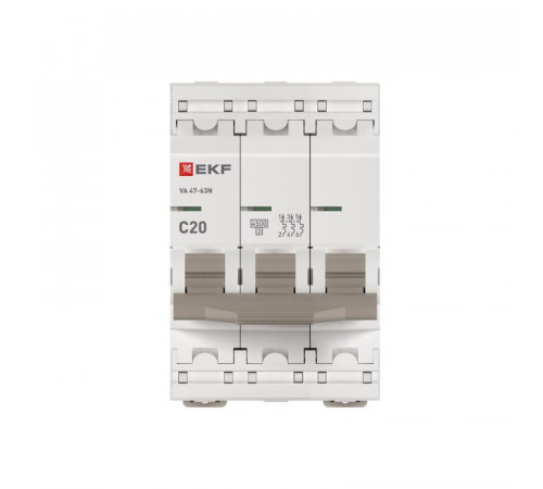 Выключатель автоматический 3п C 20А 4.5кА ВА 47-63N PROxima EKF M634320C