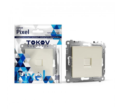 Розетка компьютерная 1-м СП Pixel RJ45 кат.5E механизм беж. TOKOV ELECTRIC TKE-PX-RC1-C02