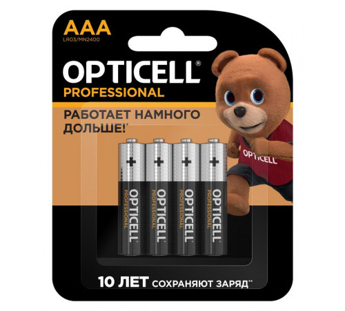 Элемент питания алкалиновый AAA/LR03 (блист. 4шт) Professional Opticell 5052002