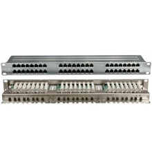 Патч-панель 19дюйм 1U кат.5E полн. экранир. 48 портов RJ45 Dual IDC PPHD-19-48-8P8C-C5E-SH-110D высок. плотности Hyperline 420641