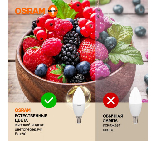 Лампа светодиодная LED Value LVCLB75 10SW/830 10Вт свеча матовая E14 230В 10х1 RU OSRAM 4058075579125