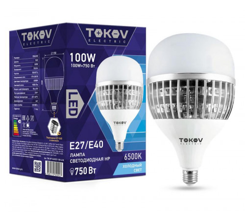 Лампа светодиодная 100Вт HP 6500К E40/E27 176-264В TOKOV ELECTRIC TKE-HP-E40/E27-100-6.5K