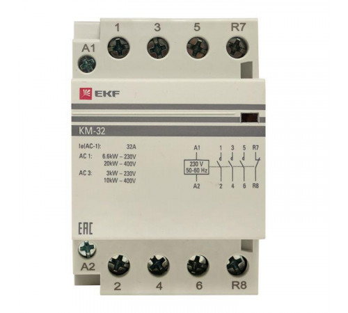 Контактор модульный КМ 32А 3NО+NC (3 мод.) EKF km-3-32-31