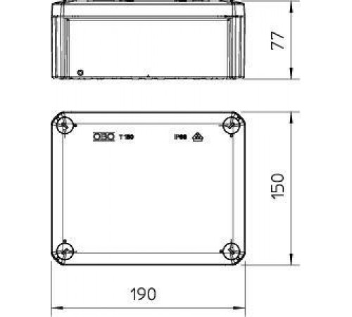Коробка распределительная 190х150х77мм IP66 T160 OE закрыт. сер. OBO 2007271