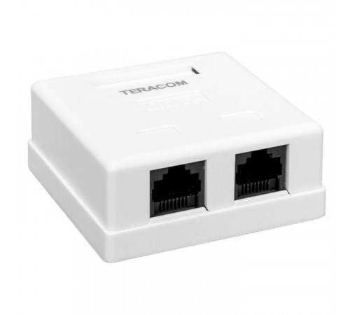 Розетка настенная TERACOM кат.5E неэкранированная 2 порта RJ-45 Dual IDC бел. EKF TRC-WBOX-2RJ45-5EUTP-WH