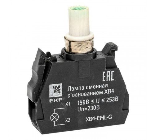 Лампа сменная с основанием XB4 зел. 230В PROxima EKF XB4-EML-G