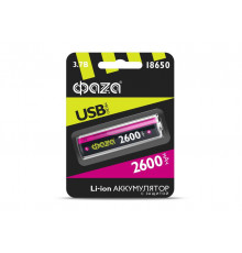 Аккумулятор 18650 3.7В Li-Ion 2600мА.ч с защитой; встроен. зарядкой и MicroUSB-портом BL-1 ФАZА 5033573