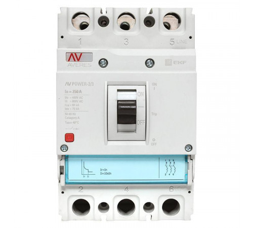 Выключатель автоматический 3п 250А 50кА AV POWER-2/3 ETU2.0 AVERES EKF mccb-23-250-2.0-av