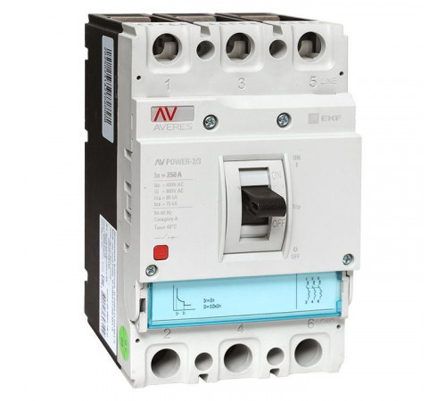 Выключатель автоматический 3п 250А 50кА AV POWER-2/3 ETU2.0 AVERES EKF mccb-23-250-2.0-av