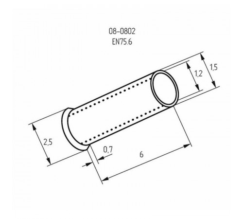 Наконечник штыревой втулочный (НШВ L-6мм) 0.75кв.мм (EN75.6) REXANT 08-0802