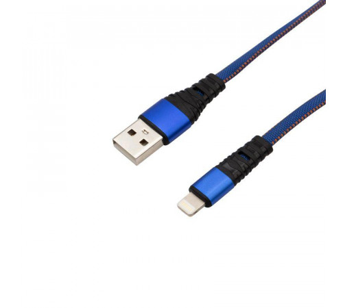 Кабель USB-Lightning 2.4А 1м син. нейлоновая оплетка Rexant 18-7053