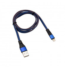 Кабель USB-Lightning 2.4А 1м син. нейлоновая оплетка Rexant 18-7053