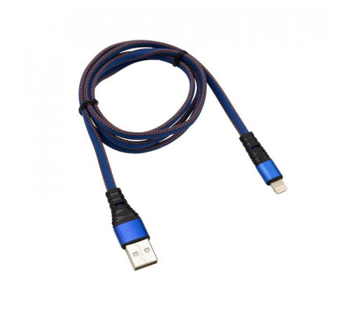 Кабель USB-Lightning 2.4А 1м син. нейлоновая оплетка Rexant 18-7053