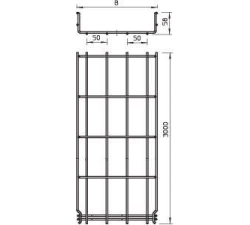 Лоток проволочный 300х55 L3000 сталь 4.8мм GRM 55 300 G оцинк. OBO 6001448