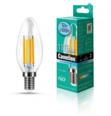 Лампа светодиодная филаментная LED12-C35-FL/845/E14 12Вт 220В Camelion 13709