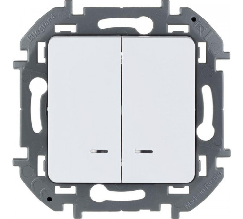 Выключатель 2-кл. Inspiria 10А IP20 250В 10AX с подсветкой/индикацией механизм бел. Leg 673630