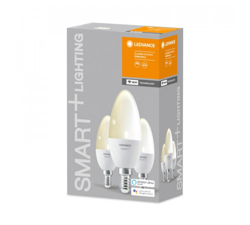 Лампа светодиодная SMART+ WiFi Candle Dimmable 5Вт (замена 40Вт) 2700К E14 (уп.3шт) LEDVANCE 4058075485891