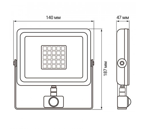 Прожектор светодиодный PFL-SC SENSOR 30Вт 6500К IP54 190-260В ДО закален. матов. стекло JazzWay 5001411