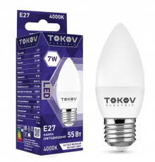 Лампа светодиодная 7Вт С37 4000К Е27 176-264В TOKOV ELECTRIC TKE-C37-E27-7-4K