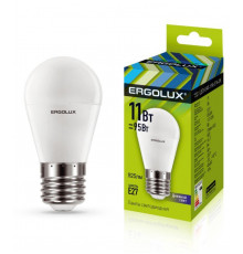 Лампа светодиодная LED-G45-11W-E27-6K Шар 11Вт E27 6500К 172-265В Ergolux 13632