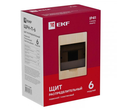 Щит ЩРН-П-6 IP41 светлое дерево PROxima EKF pb40-n-6-light