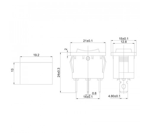 Выключатель клавишный 250В 6А (3с) ON-OFF-ON черн. с нейтралью Mini (RWB-205 SC-768) Rexant 36-2145