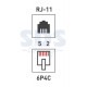 Розетка телефонная 2-м ОП RJ14 (6P4C) кат.3 бел. Rexant 03-0002