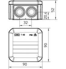 Коробка распределительная 90х90х52мм IP55 T40 7хM25 свет. сер. OBO 2007045