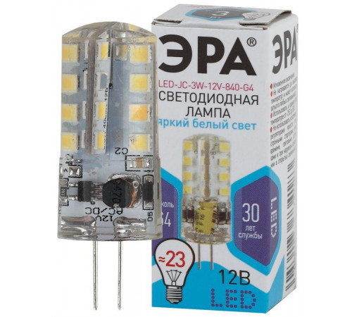 Лампа светодиодная LED-JC-3W-12V-840-G4 240лм ЭРА Б0033194